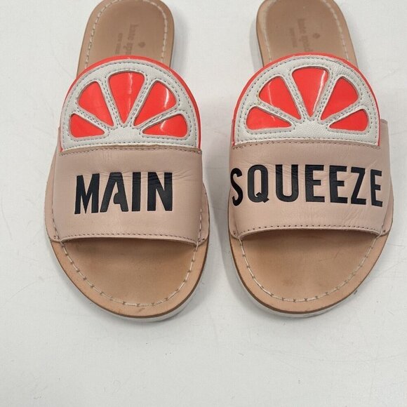 Kate Spade Main Squeeze Leather Slides Sz 7.5 - Picture 3 of 7